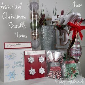 NEW Christmas Bundle Assorted Variety -Ornaments -Decals -Twine Holiday Decor